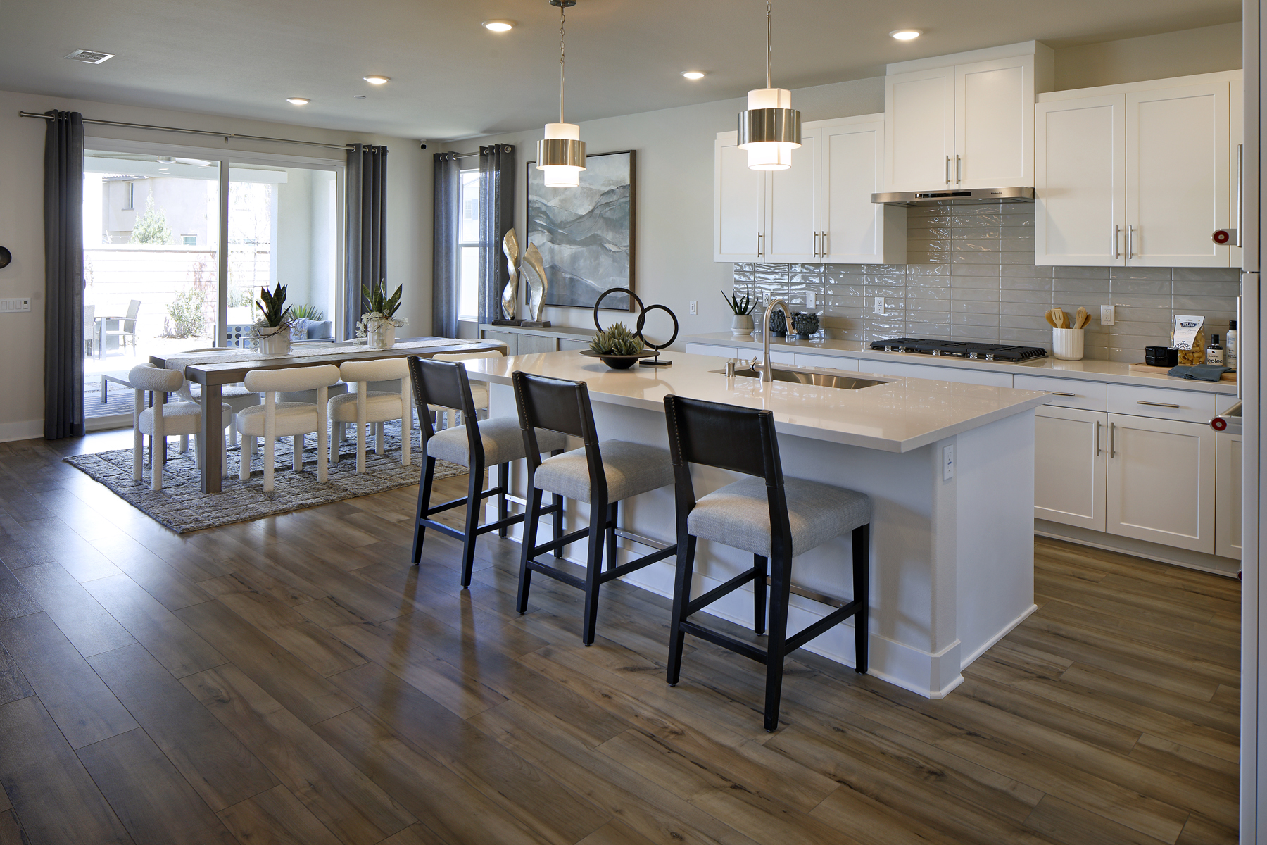 A kitchen with a large island.