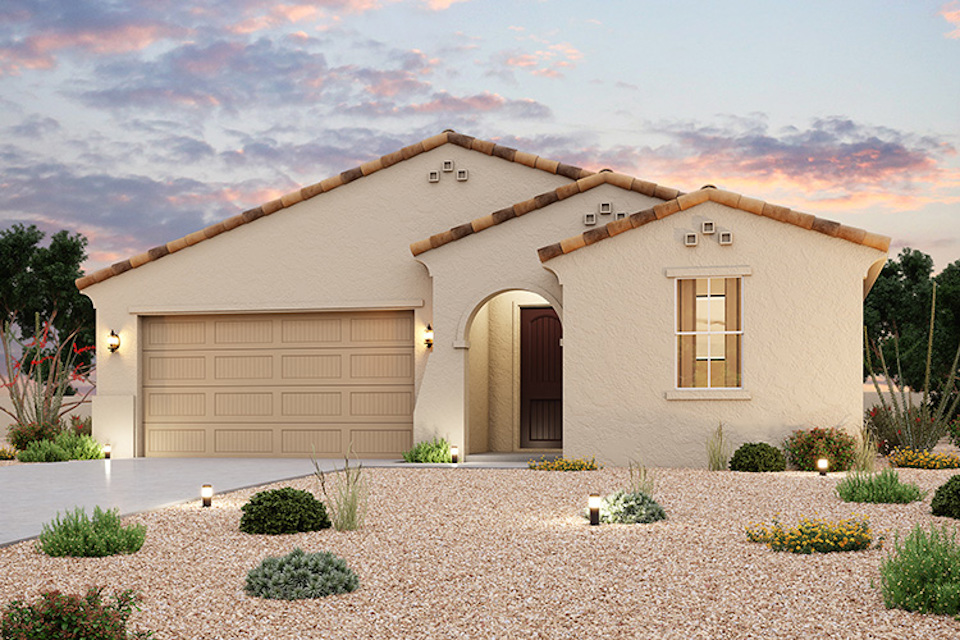 A house with a garage.