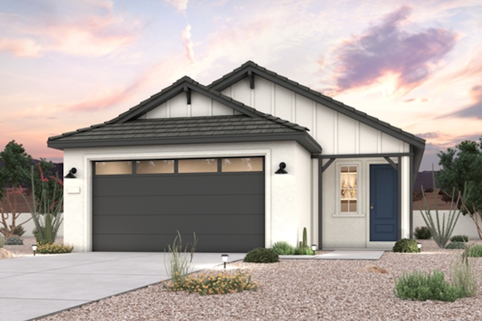 A house with a garage.
