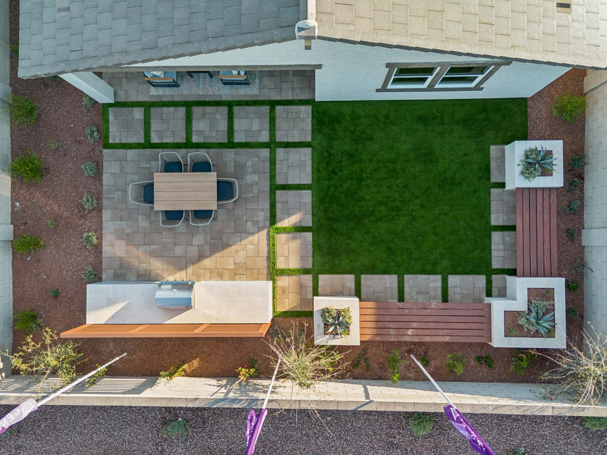 A building with a green wall.