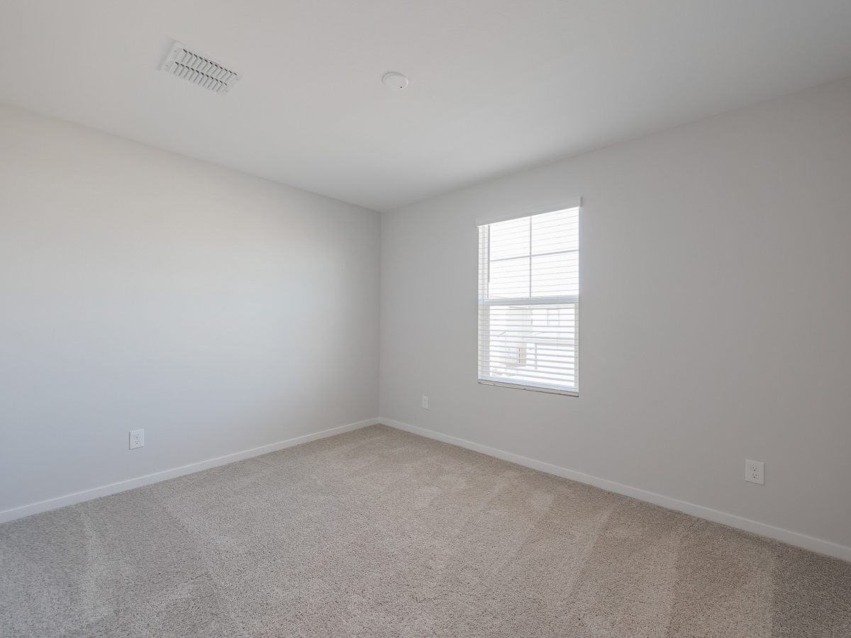 A room with a window and a carpet.