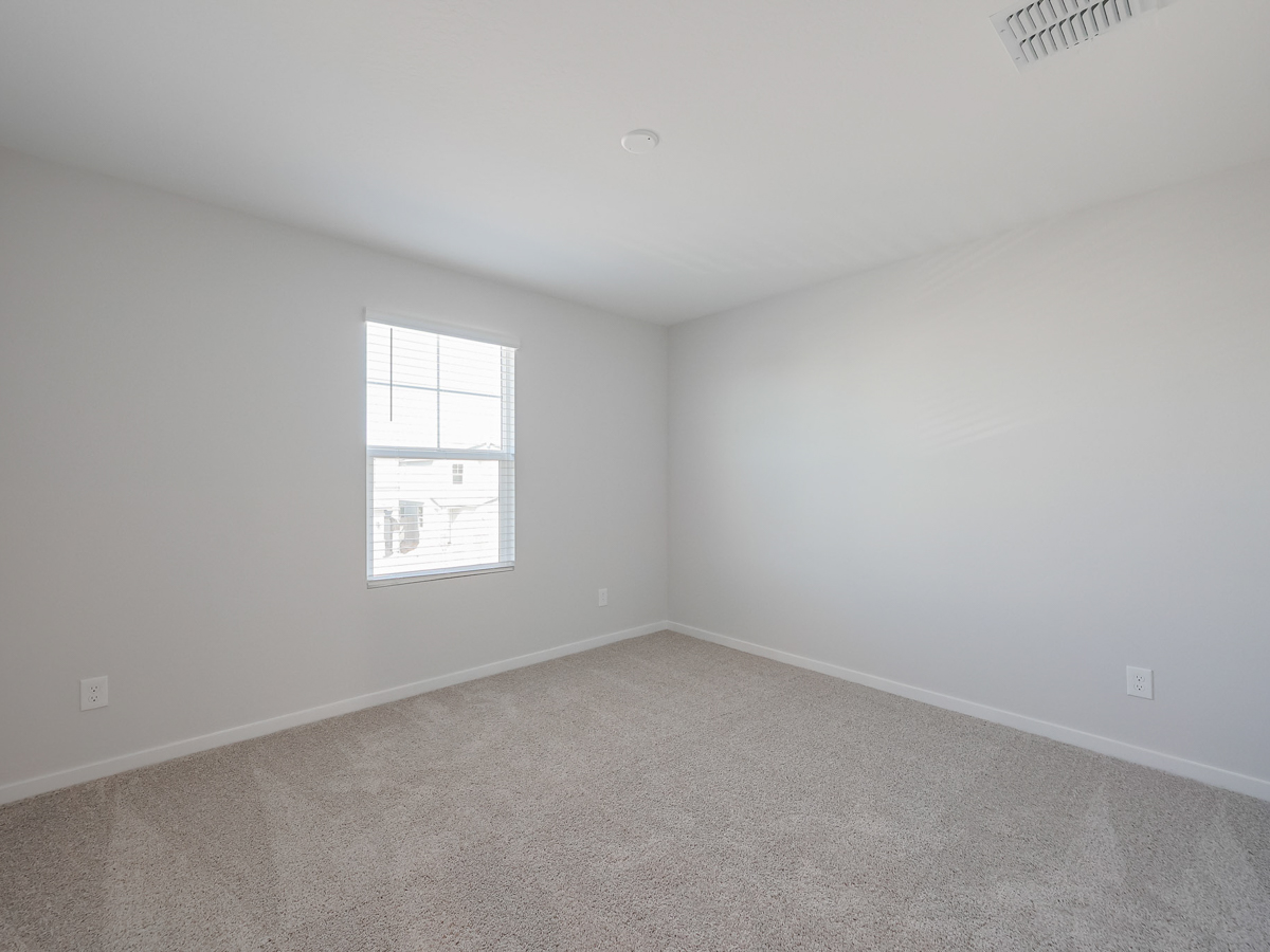 A room with a window and a carpet.