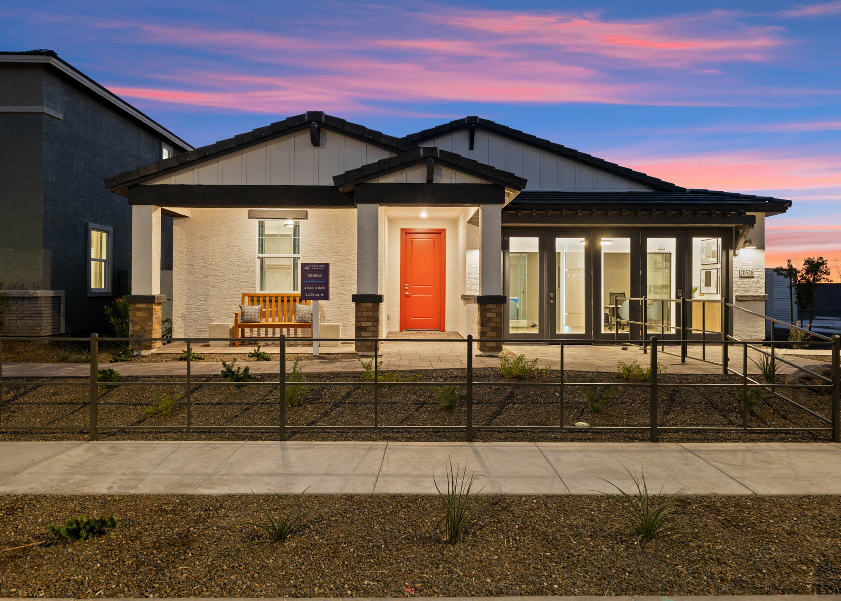 A house with a fence around it.