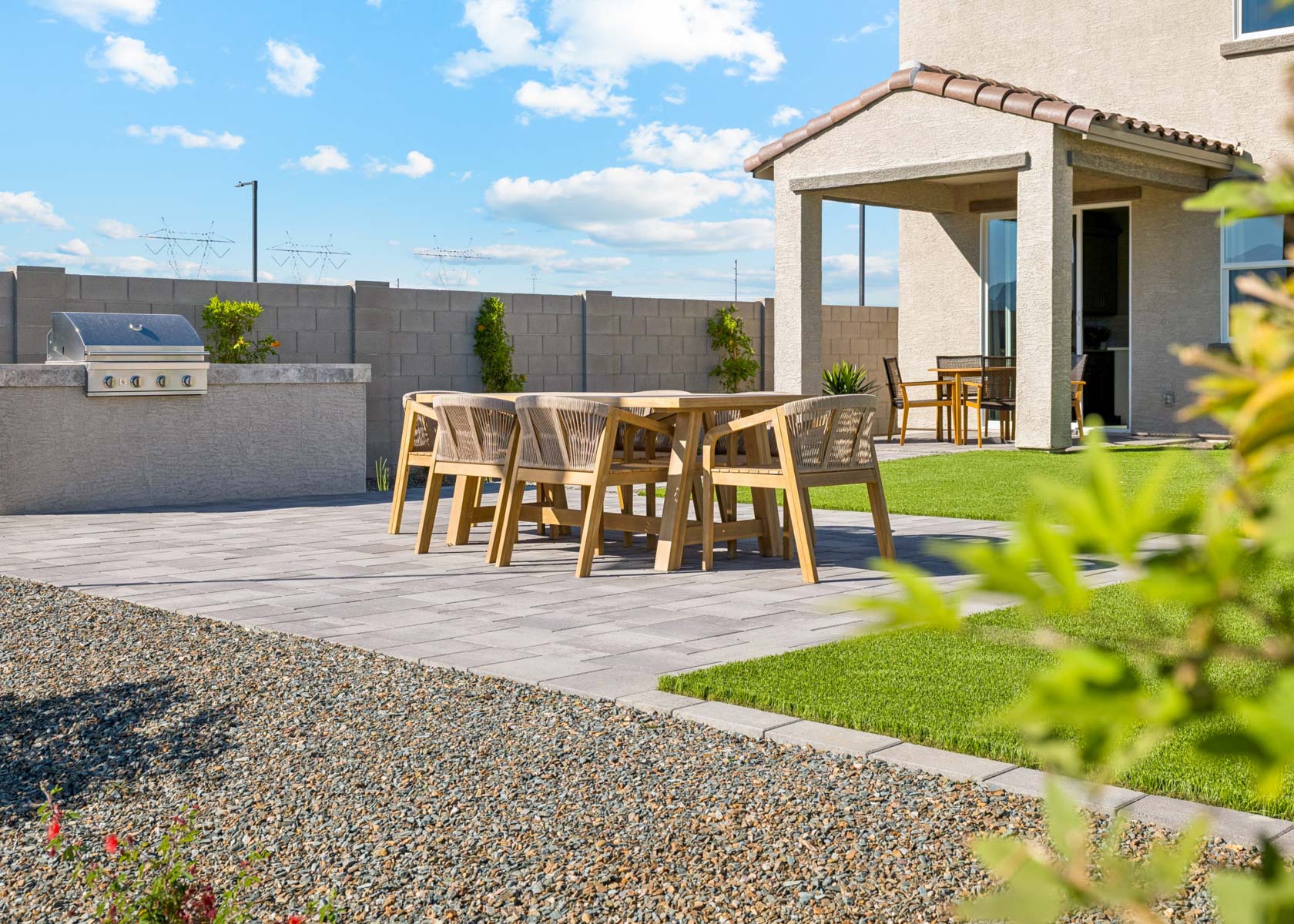 A group of tables outside.