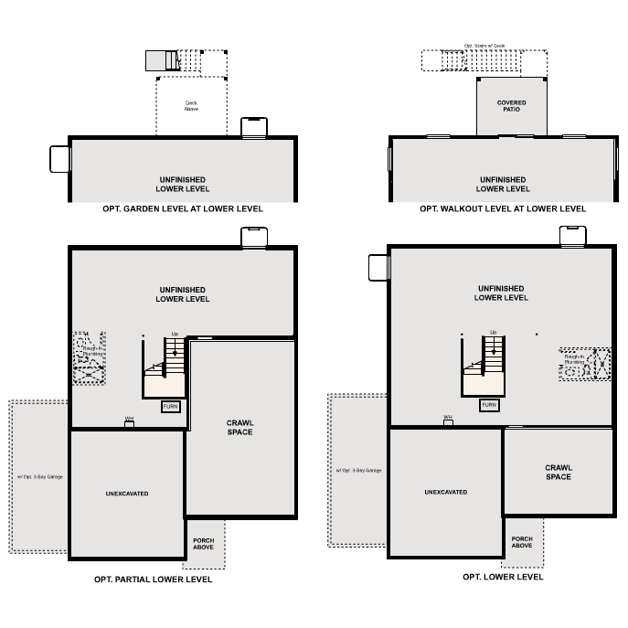Diagram, engineering drawing. Tahoe Floorplan, Basement Options