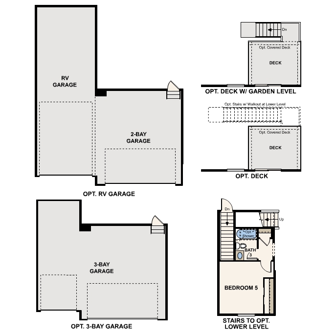 Diagram, engineering drawing. Powell Floorplans, Main Level Options
