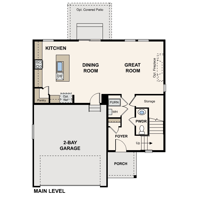 Diagram, engineering drawing. Mackenzie Plan Main Level