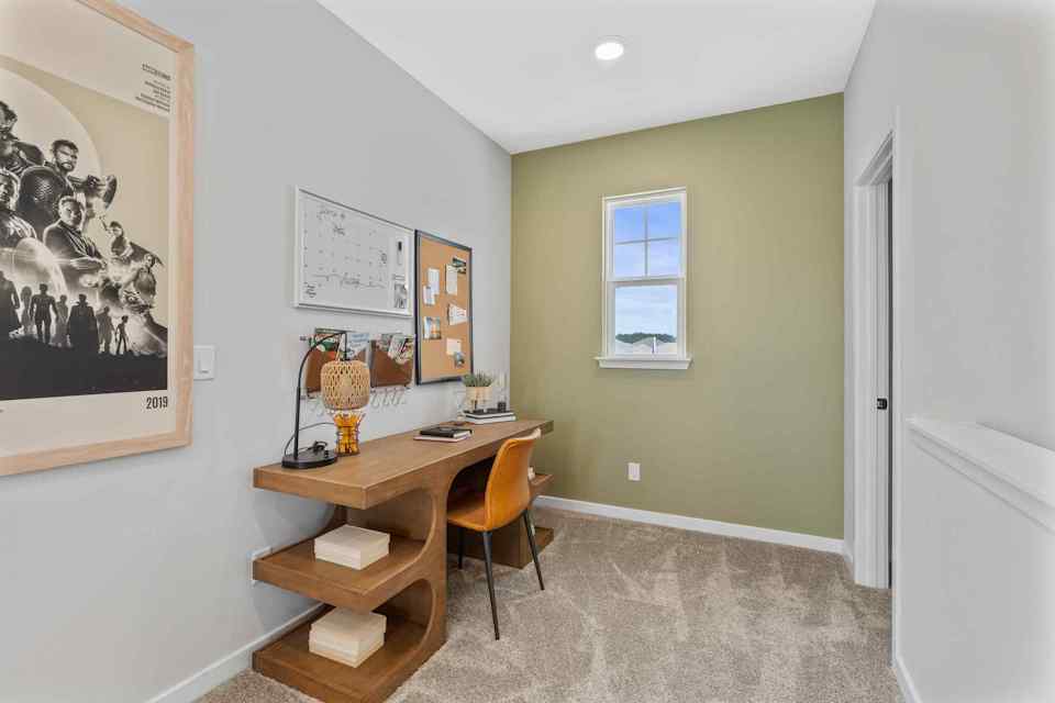 Silverbell II Model Home Study Space with Modern Desk and Chair at Camden Woods in Kingsland, GA