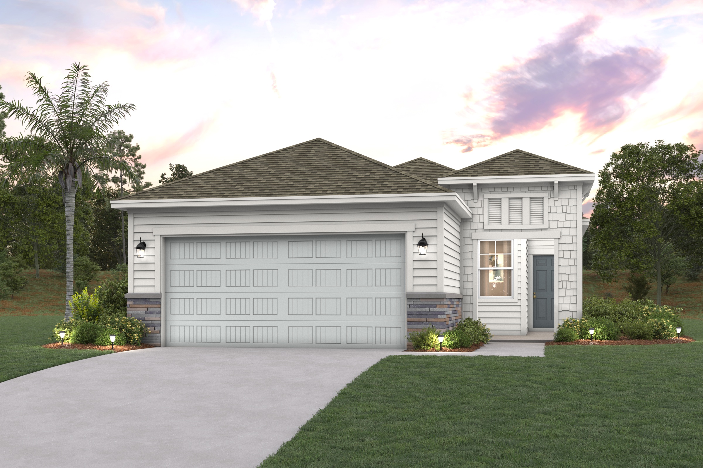 A house with a garage.