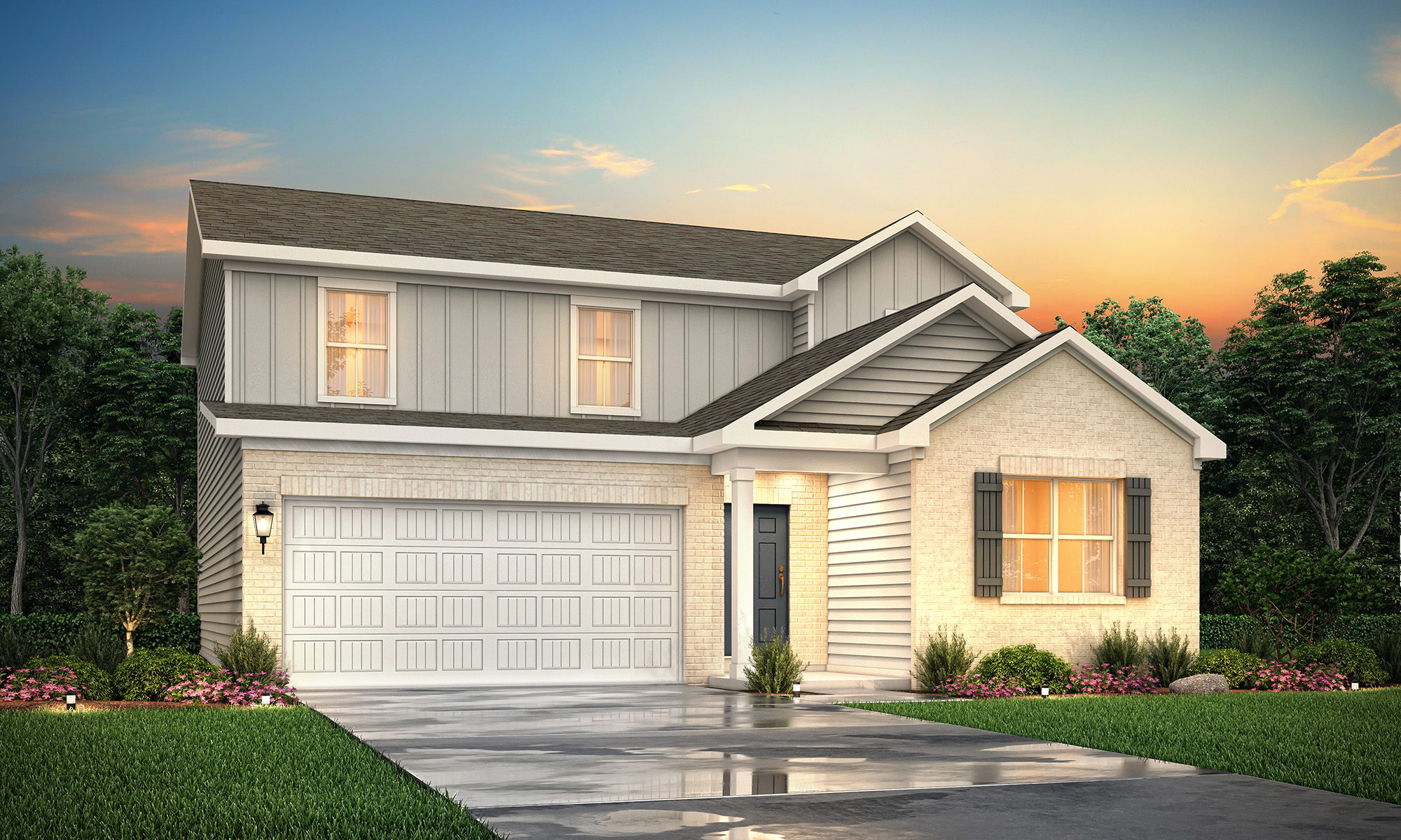 A house with a driveway.