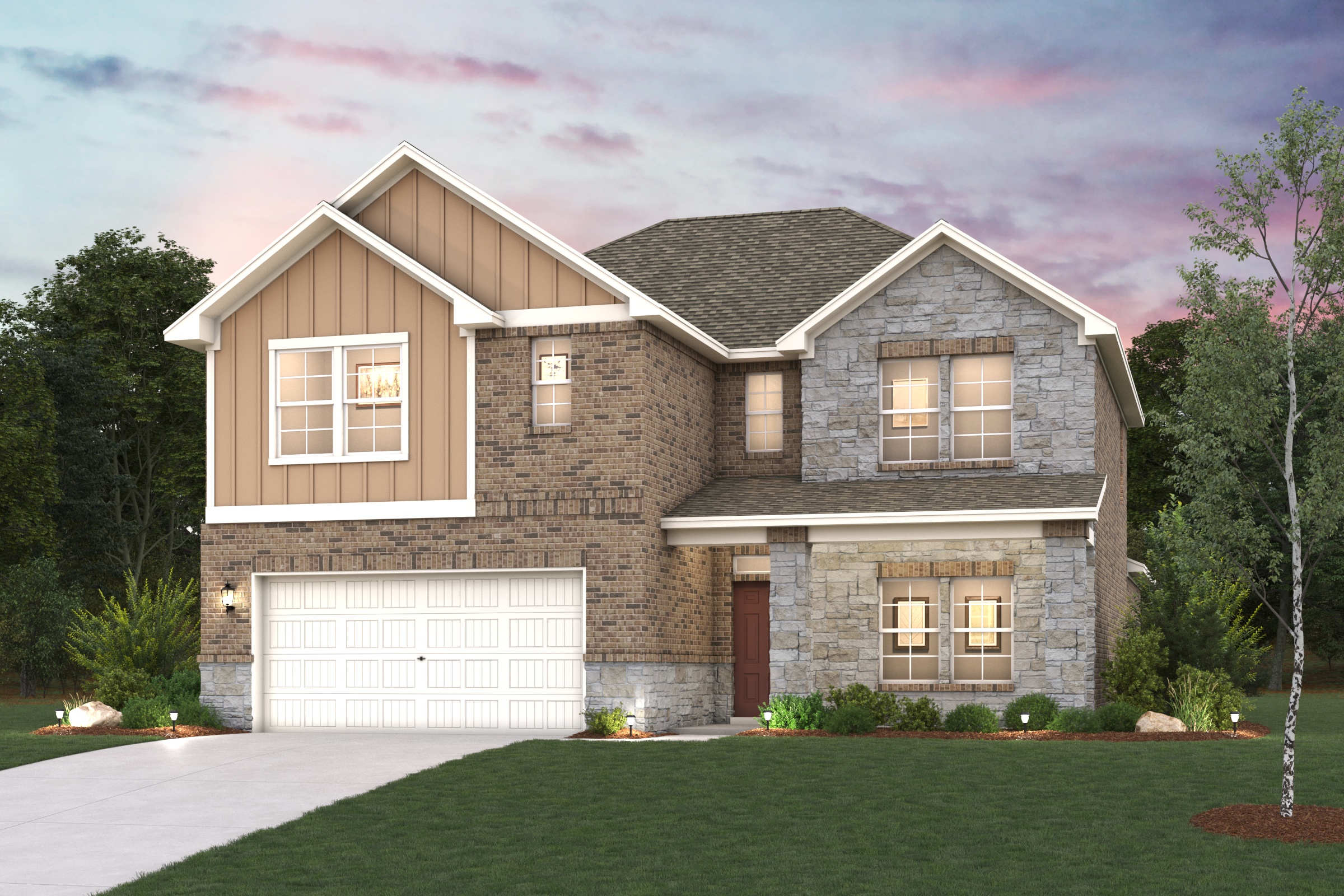 A house with a garage.