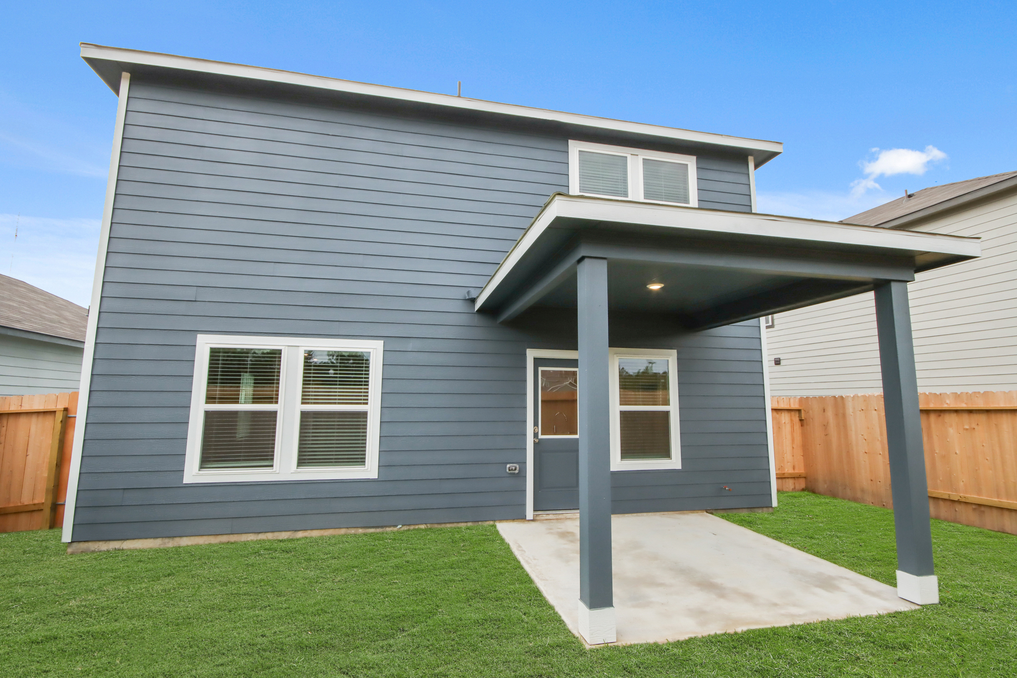 A house with a garage.