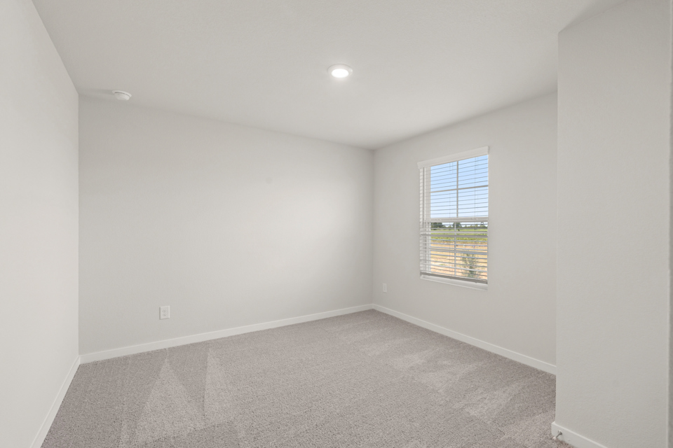 A room with a carpet and a window.