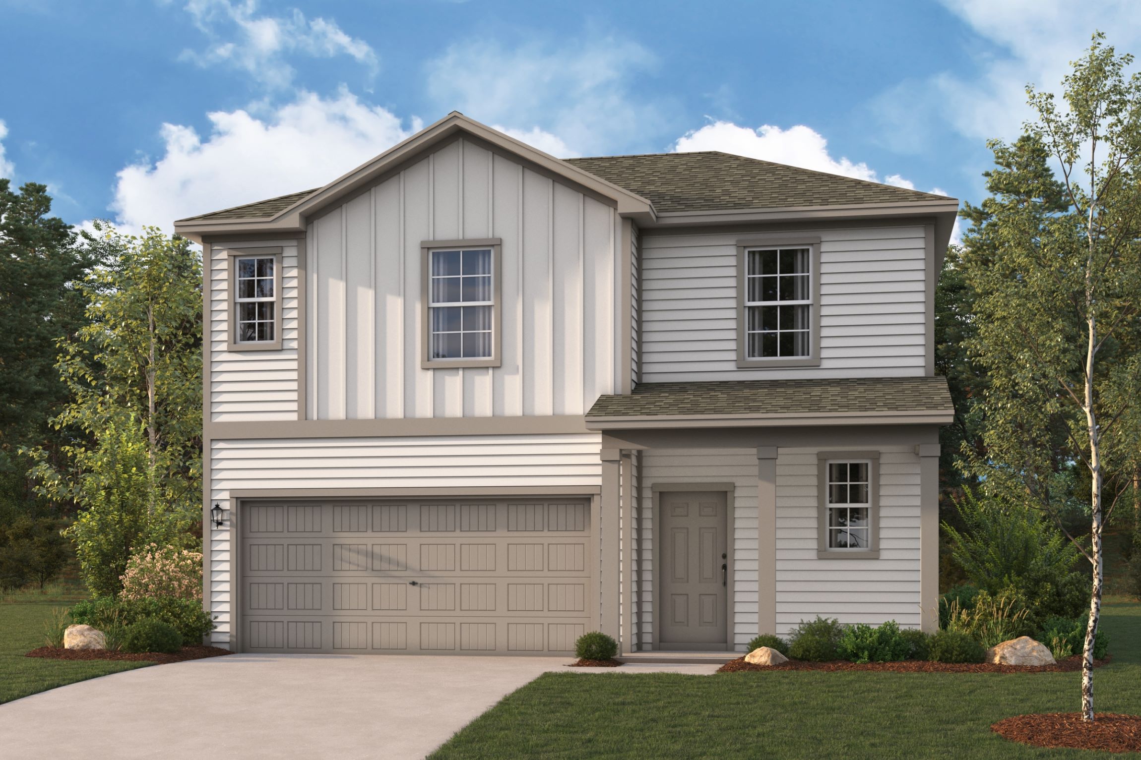 A house with a garage.