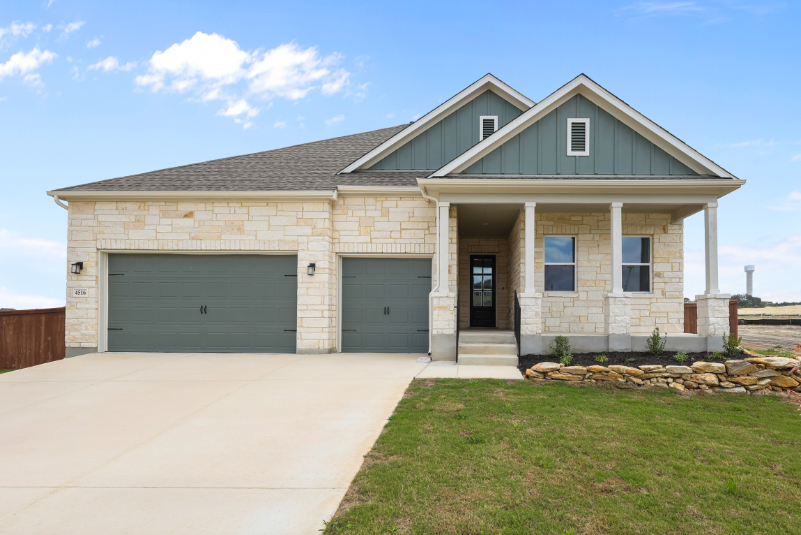 A house with a garage.