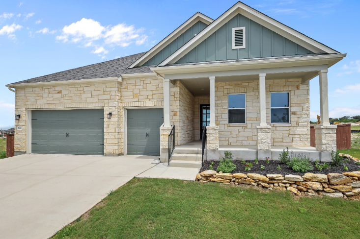 A house with a driveway.