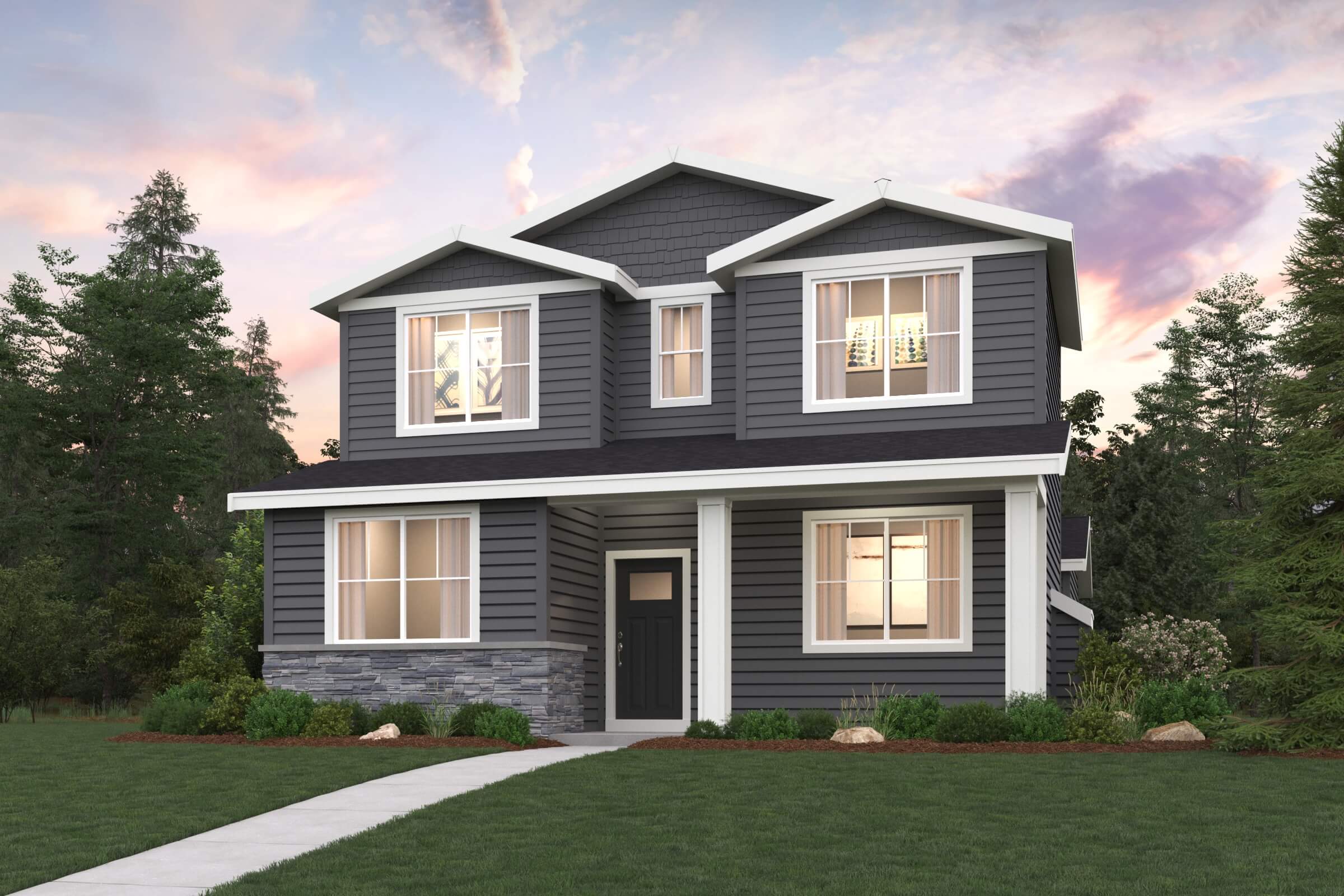 A house with a driveway.