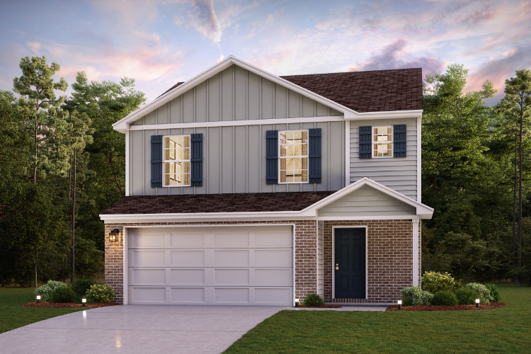 A house with a garage.