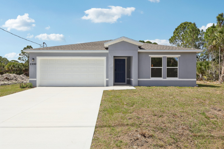 A house with a garage.