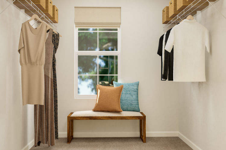 A room with a bed and a window.