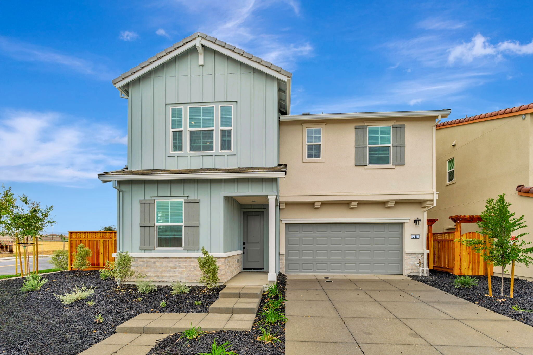 A house with a garage.